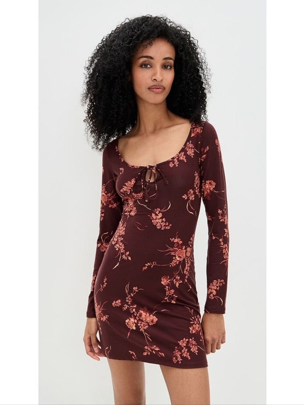 Reformation Maisie Knit Floral Long Sleeve Mini Dress Size Small